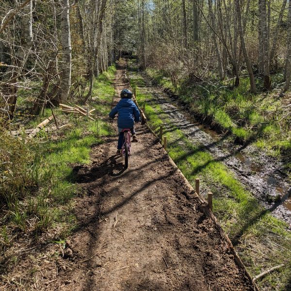 Young cyclist exploring the new pathway connection