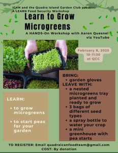 Poster for the "Learn to Grow Microgreens" workshop